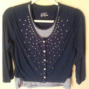 Striped Rhinestone Blouse